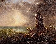 Thomas Cole Romantic Landscape with Ruined Tower Sweden oil painting artist